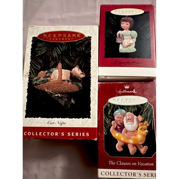Hallmark Other - Hallmark Keepsake Christmas Vintage Ornament Lot Santa, Catnap, Prayer For Peace